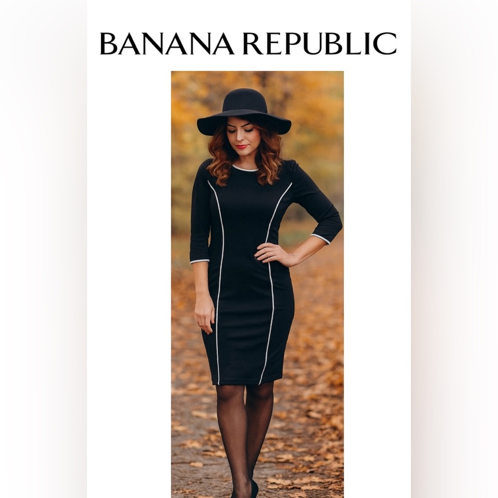 Banana Republic Black Dress with White Accents